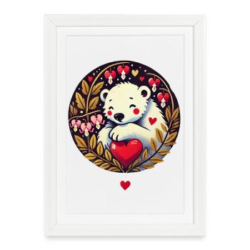 Polar Heart Hug Bear - Framed poster (27 × 37 cm) - white - Front