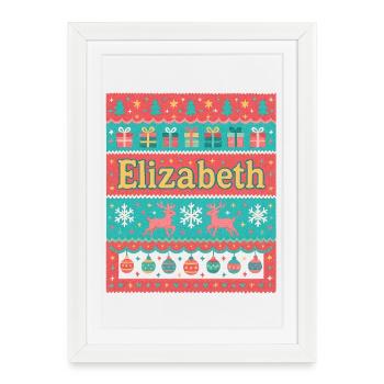 Nom festif Elizabeth Ugly Chrismas Style, Noël - Affiche encadrée (27 × 37 cm) - blanc - Devant