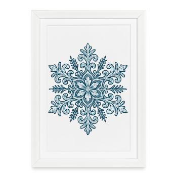 Flocon de neige | Montagne  | Ski | Snowboard - Affiche encadrée (27 × 37 cm) - blanc - Devant