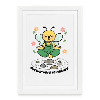 Bee Zen Back to Nature Meditation - Framed poster (27 × 37 cm) - white - Front