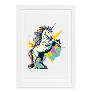 Unicorn Pop Art Colorful Magic Fantasy Fairy Tale Magic - Framed poster (27 × 37 cm) - white - Front