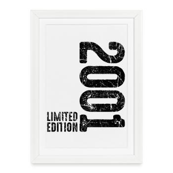 25e anniversaire 2001 Homme Femme 25 ans - Affiche encadrée (27 × 37 cm) - blanc - Devant