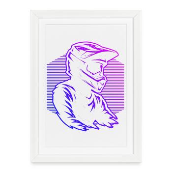 Minimalist motocross motif - Framed poster (27 × 37 cm) - white - Front