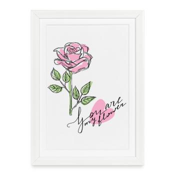 Rose - Affiche encadrée (27 × 37 cm) - blanc - Devant