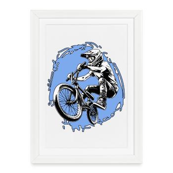 BMX Jump Stunt blue - Framed poster (27 × 37 cm) - white - Front