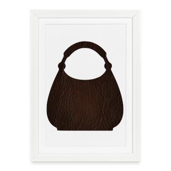 Texture du sac en cuir marron - Affiche encadrée (27 × 37 cm) - blanc - Devant