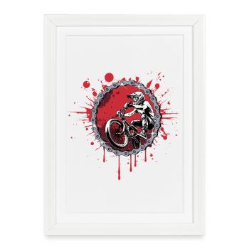 BMX jump through a chain - Framed poster (27 × 37 cm) - white - Front