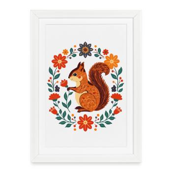Flower Wreath Squirrel - Framed poster (27 × 37 cm) - white - Front