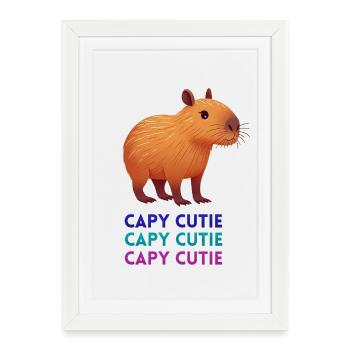 Capybara Charmante - Affiche encadrée (27 × 37 cm) - blanc - Devant