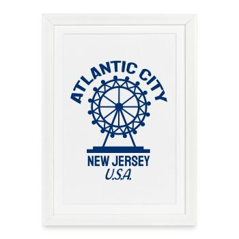 Atlantic City - Fondé en 1854 - New Jersey - États-Unis - Affiche encadrée (27 × 37 cm) - blanc - Devant