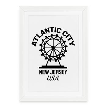 Atlantic City - Fondé en 1854 - New Jersey - États-Unis - Affiche encadrée (27 × 37 cm) - blanc - Devant