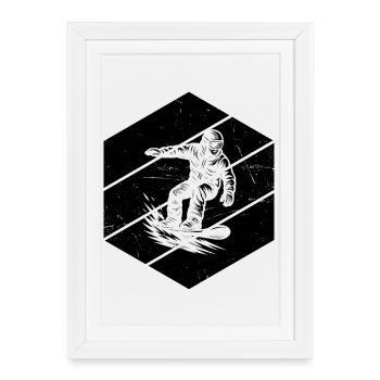 Motif de snowboard pour les vrais amoureux - Affiche encadrée (27 × 37 cm) - blanc - Devant