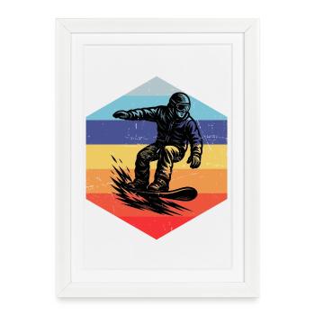 Idée simple de snowboard pour le snowboard - Affiche encadrée (27 × 37 cm) - blanc - Devant