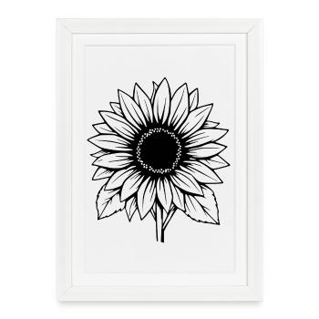 Flower Black Flower Flowers Sunflower Blossom - Framed poster (27 × 37 cm) - white - Front