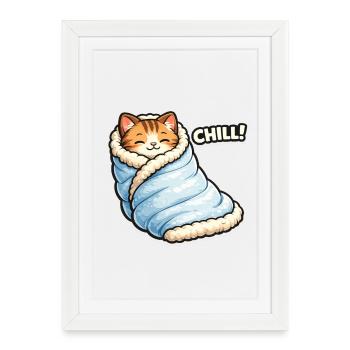 Cuddly cat in winter blanket - Framed poster (27 × 37 cm) - white - Front