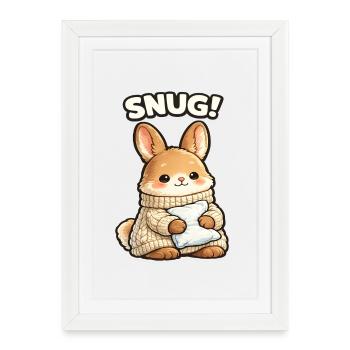 Motif de lapin câlin chaud - Affiche encadrée (27 × 37 cm) - blanc - Devant