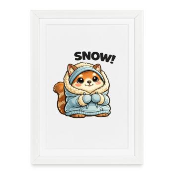 Renard en pull d’hiver - Affiche encadrée (27 × 37 cm) - blanc - Devant