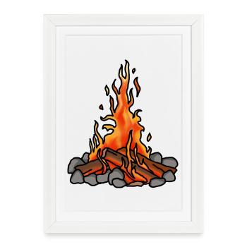Feu de camp - Affiche encadrée (27 × 37 cm) - blanc - Devant