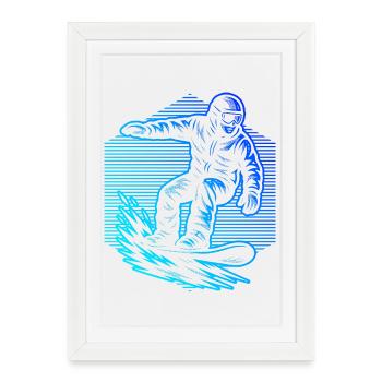 Conception vintage de snowboard pour snowboard - Affiche encadrée (27 × 37 cm) - blanc - Devant