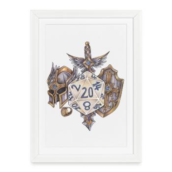 RPG Tabletop D20 Dice Gift Paladin - Framed poster (27 × 37 cm) - white - Front