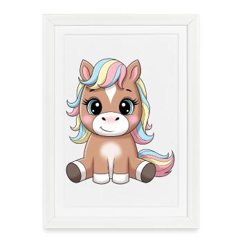Dessin animé Pastel Pony câlin - Affiche encadrée (27 × 37 cm) - blanc - Devant