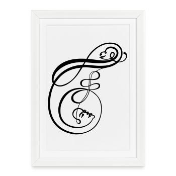 Faces de la calligraphie en forme de lettre F - Affiche encadrée (27 × 37 cm) - blanc - Devant
