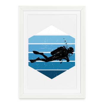 Concentration pure de plongée - Affiche encadrée (27 × 37 cm) - blanc - Devant