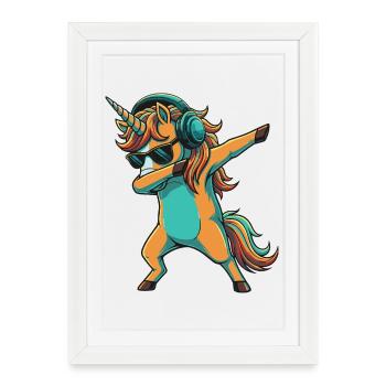 Jeux vidéo Gamer Licorn Magical Horse Art - Affiche encadrée (27 × 37 cm) - blanc - Devant