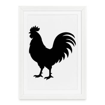 Rooster Silhouette - Framed poster (27 × 37 cm) - white - Front