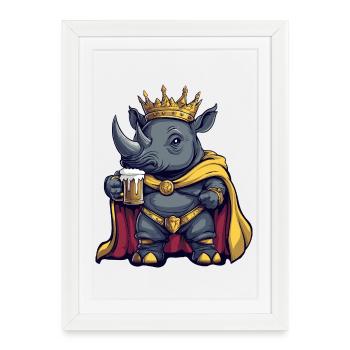 Rhino Beer King - Framed poster (27 × 37 cm) - white - Front