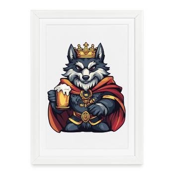 Roi de la Bière de Loup - Affiche encadrée (27 × 37 cm) - blanc - Devant