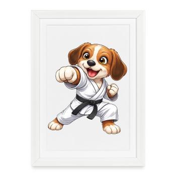 Tradition japonaise des arts martiaux des arts martiaux Beagle - Affiche encadrée (27 × 37 cm) - blanc - Devant