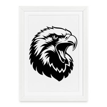 Eagle Head – Strong Tattoo Motif - Framed poster (27 × 37 cm) - white - Front