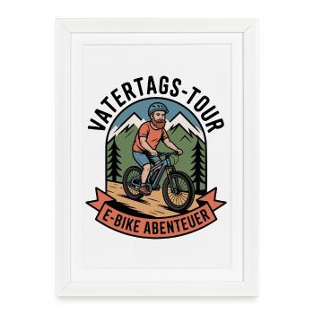 Voyage de la fête des pères Aventure en vélo électrique cadeau pour papa 2026 - Affiche encadrée (27 × 37 cm) - blanc - Devant