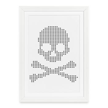 Crâne étoilé et os croisés - Affiche encadrée (27 × 37 cm) - blanc - Devant