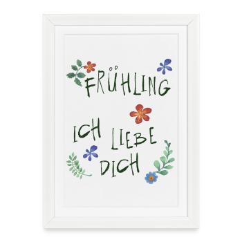 Printemps Je t’aime - Affiche encadrée (27 × 37 cm) - blanc - Devant