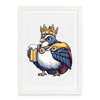 Dove Bird Roi de la Bière - Affiche encadrée (27 × 37 cm) - blanc - Devant
