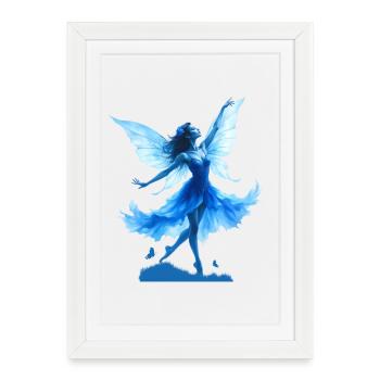 La Fée Bleue en Vol - Affiche encadrée (27 × 37 cm) - blanc - Devant