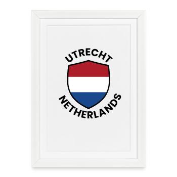 Bouclier d’Utrecht Drapeau des Pays-Bas - Affiche encadrée (27 × 37 cm) - blanc - Devant