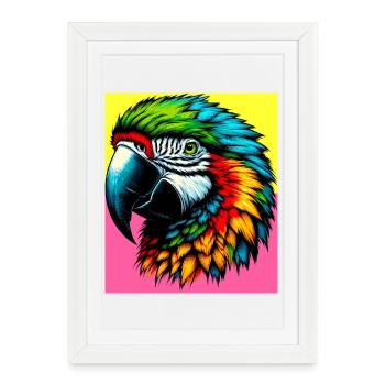 perroquet - Affiche encadrée (27 × 37 cm) - blanc - Devant