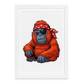Pirate orang-outan - Affiche encadrée (27 × 37 cm) - blanc - Devant