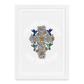 Suivez Le Mot Pas Le Troupeau Colibri - Affiche encadrée (27 × 37 cm) - blanc - Devant