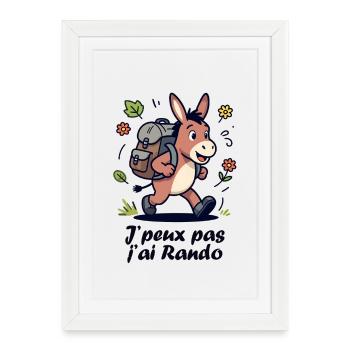 Âne randonneur, je peux pas j'ai rando - Affiche encadrée (27 × 37 cm) - blanc - Devant