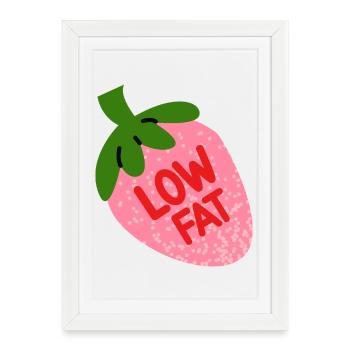 Low Fat Strawberry Funny Fruit Design - Framed poster (27 × 37 cm) - white - Front