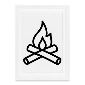 feu de camp - Affiche encadrée (27 × 37 cm) - blanc - Devant
