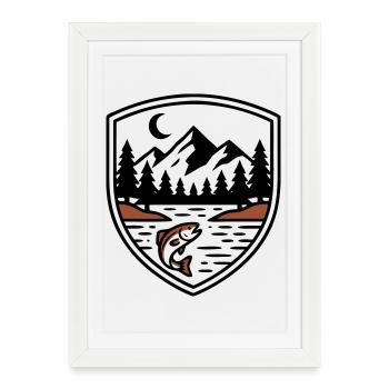 Logo du Bouclier des Poissons de la Forêt des Montagnes - Affiche encadrée (27 × 37 cm) - blanc - Devant