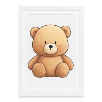 Nounours doux et réconfortant, ours en peluche  - Affiche encadrée (27 × 37 cm) - blanc - Devant