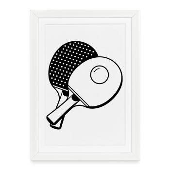 Tennis de table - Affiche encadrée (27 × 37 cm) - blanc - Devant