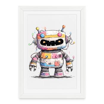 Robot coloré avec des éclaboussures de peinture - Affiche encadrée (27 × 37 cm) - blanc - Devant