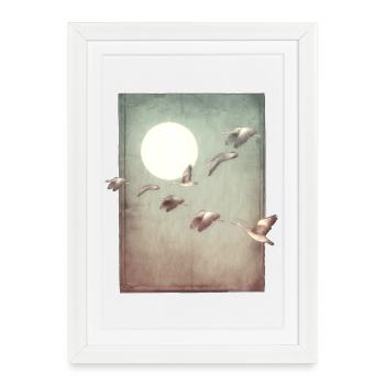 Wild Geese in Flight - Hand Carved Printable - Framed poster (27 × 37 cm) - white - Front